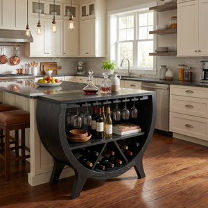 Wooden Wine Cabinet With Bottle Storage For Home Bar