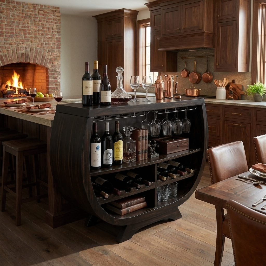 Contemporary Wine Cabinet With Wine Rack For Dining Area