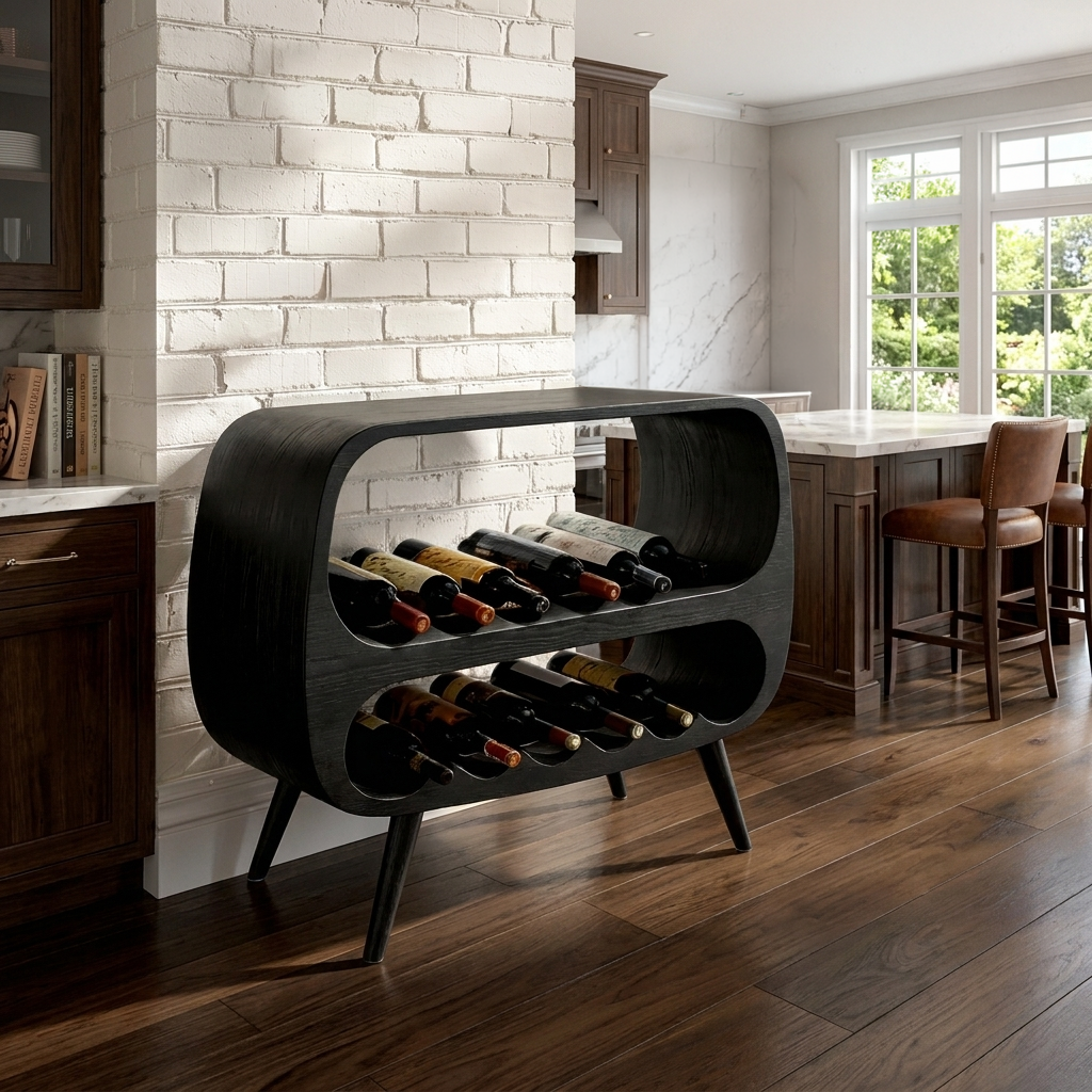 Functional Wine Storage With 2 Tiers For Bar Corner