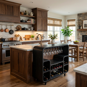 Modern Wine Cabinet With Open Bottle Display For Home Bar