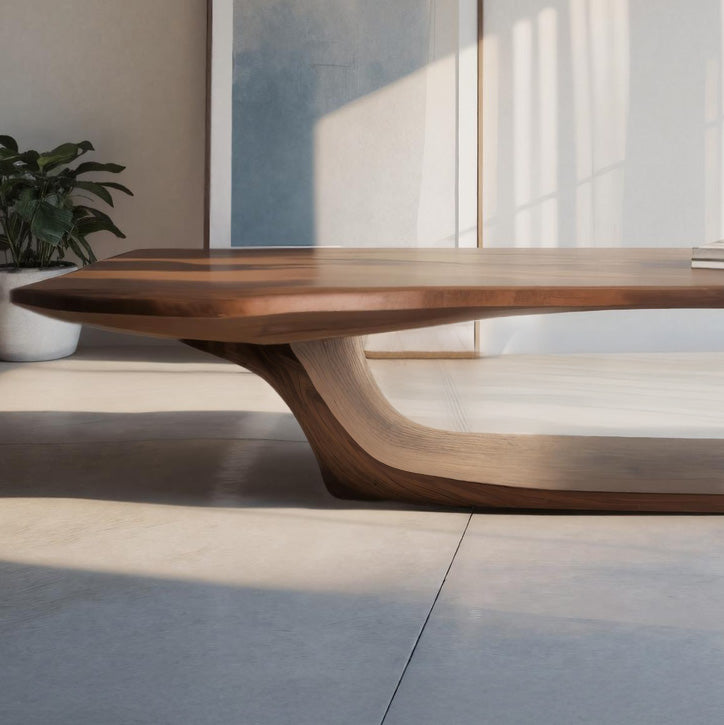 Modern Sculptural Coffee Table With Curved Design For Home Office