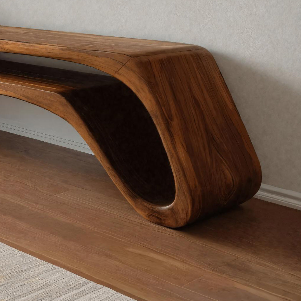 Modern Curved Bench For Entryway Or Living Room Decor