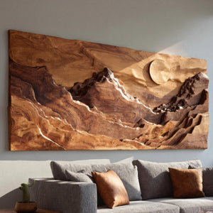 Panoramic Mountain Landscape Wooden Wall Art For Home Decor