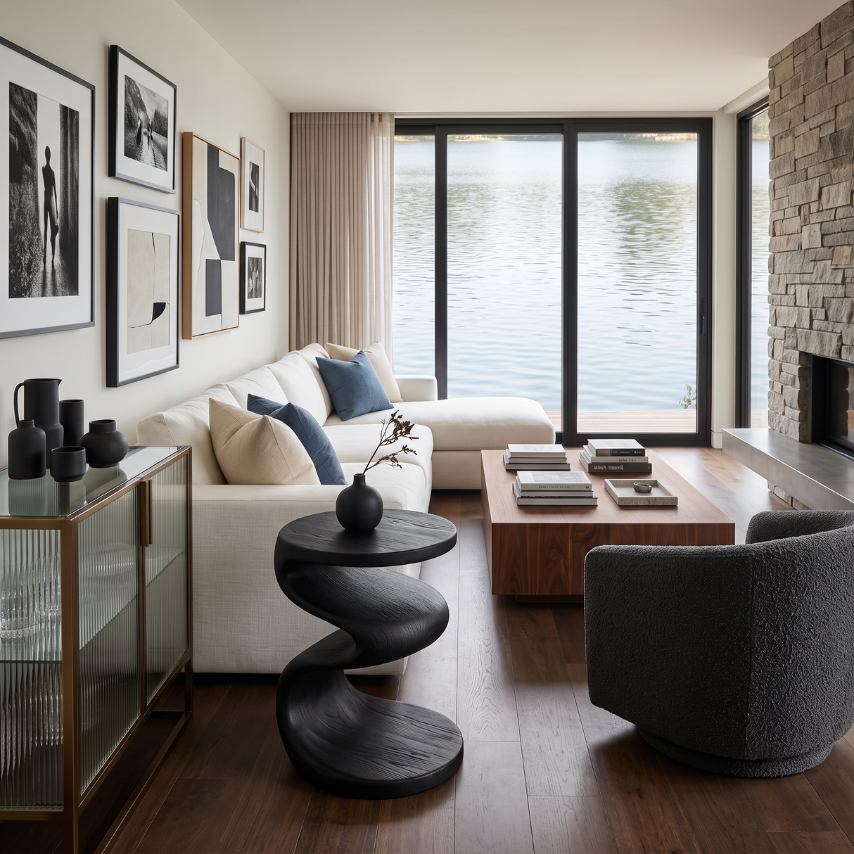 Modern Wave Side Table For Living Room Or Bedroom