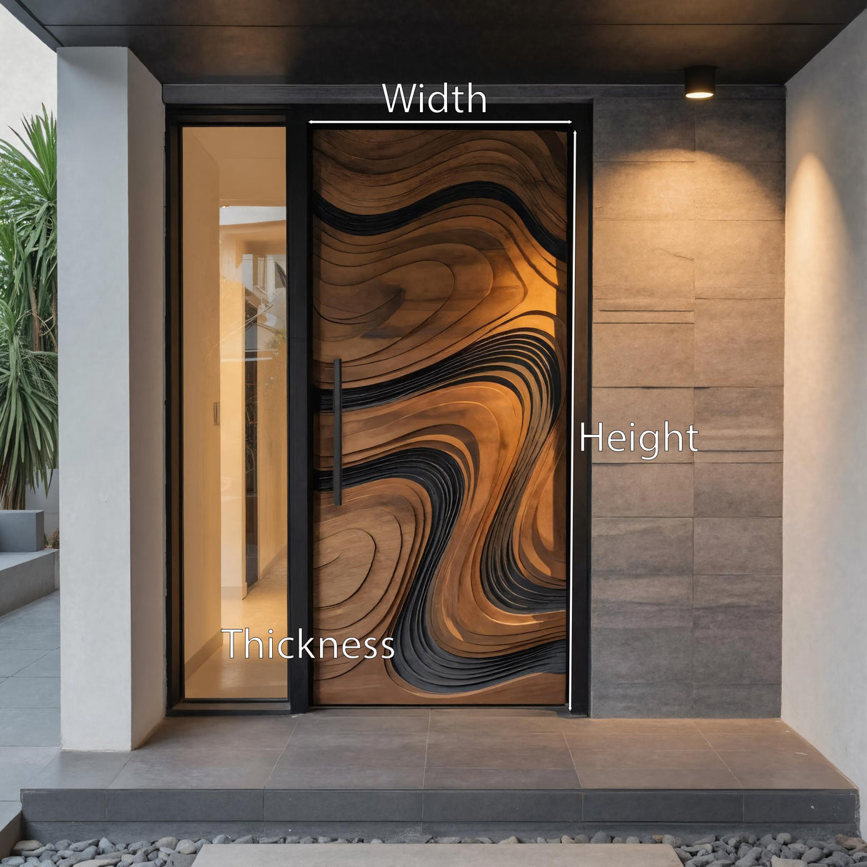 Modern Artistic Door With Flowing Pattern For Home