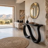 Modern Wooden Console Table With Undulating Legs For Home Decor