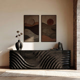 Modern Wooden Sideboard With Carved Door For Minimalist Living Space