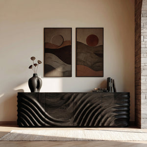 Modern Wooden Sideboard With Carved Door For Minimalist Living Space