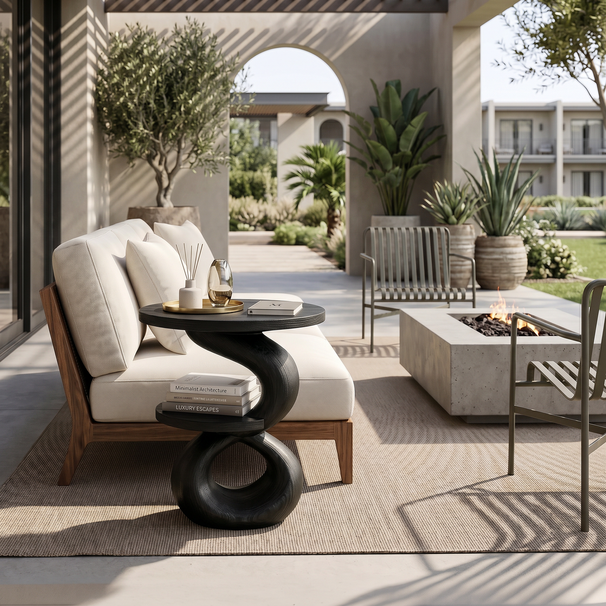 Modern Sculptural Side Table Outdoor Lounge