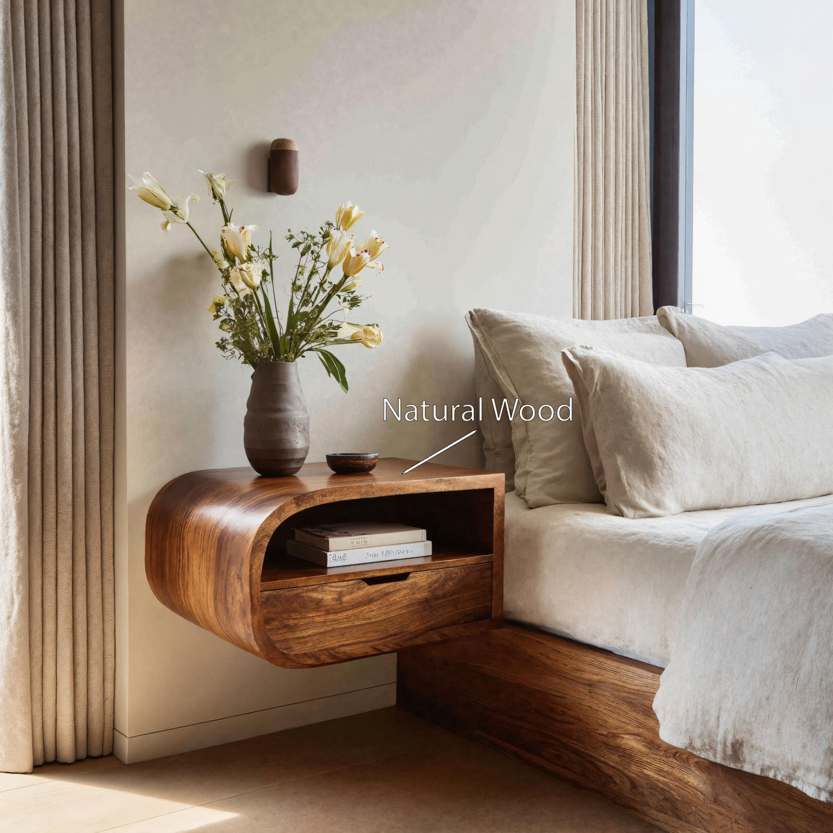 Minimalist Floating Nightstand With Storage For Bedroom