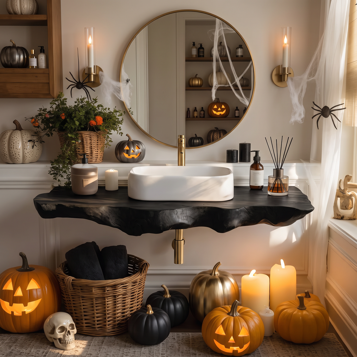 Modern Wooden Live Edge Bathroom Shelf For Furniture Decor Halloween Ideas