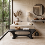 Modern Organic Bathroom Seat With Center Shelf For Bathroom