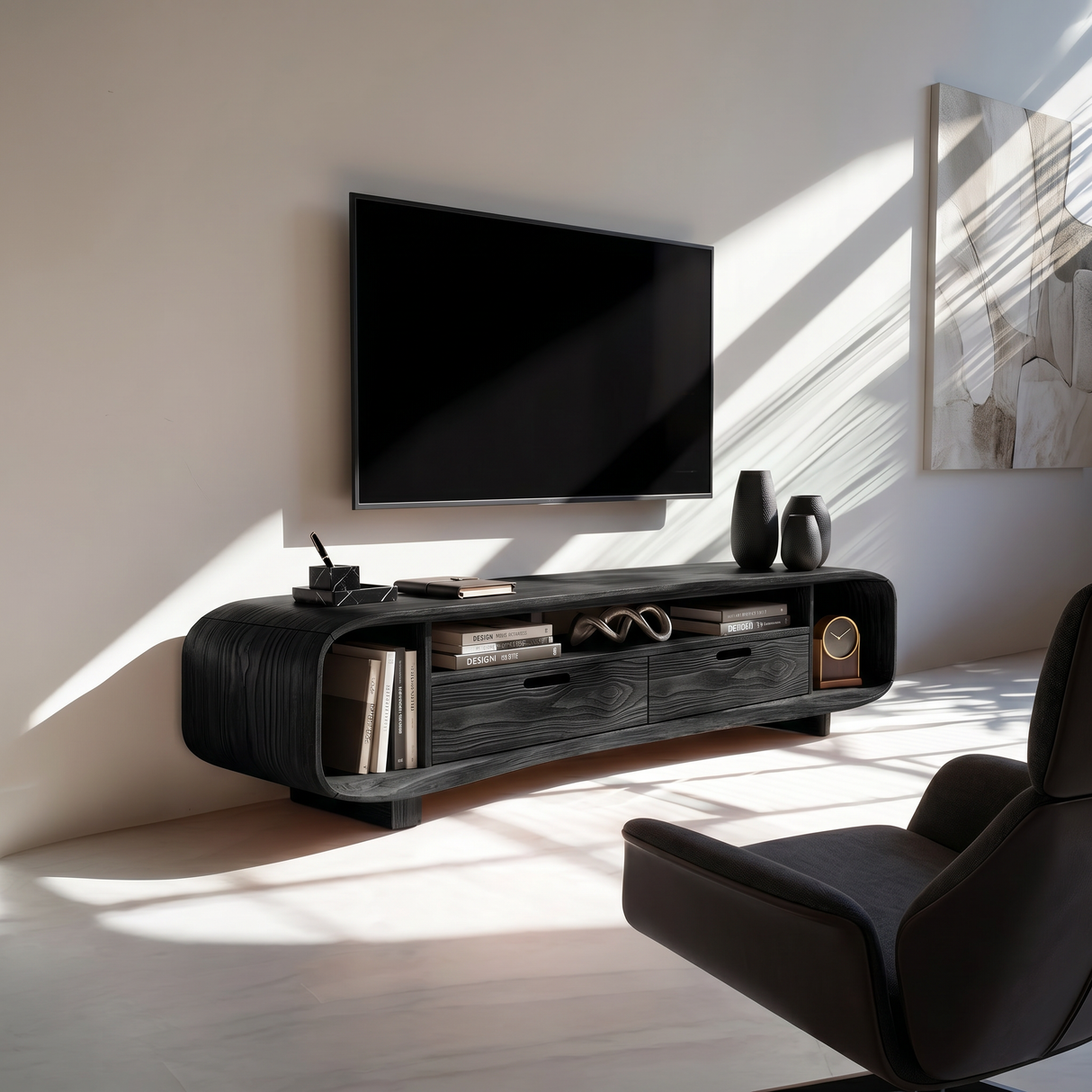Modern Organic TV Stand For Desert Courtyard Living Room