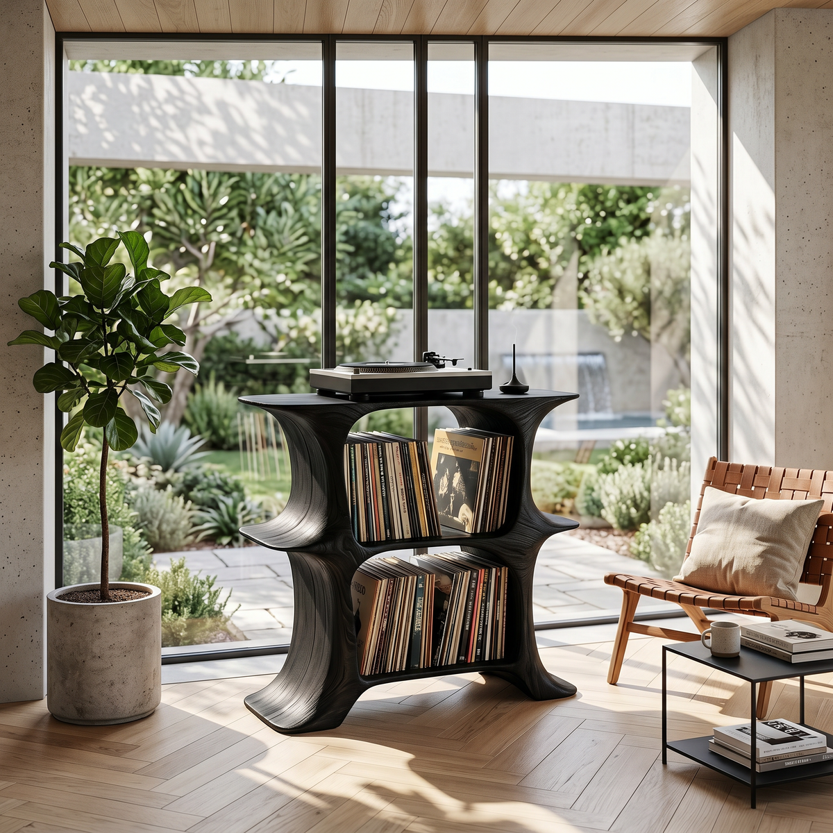 Rustic Record Stand Vintage Living Room Vibe
