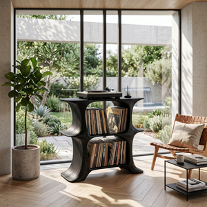 Rustic Record Stand Vintage Living Room Vibe