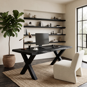 Modern Sculptural Live Edge Desk With Curved Legs For Studio