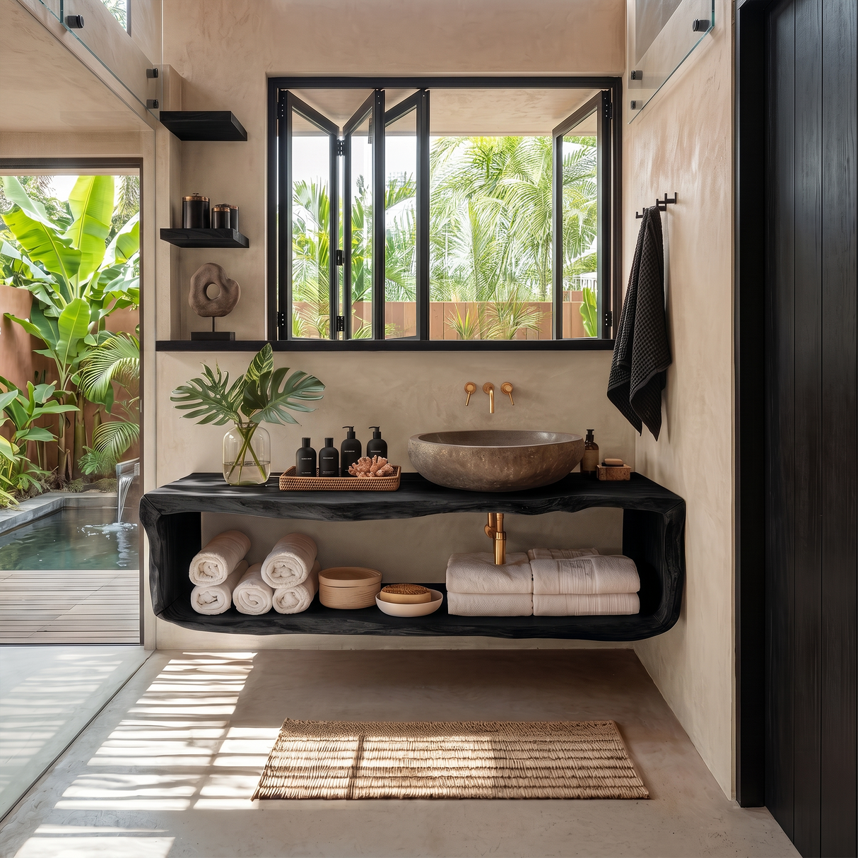 Handcrafted Wooden Vanity For Bathroom Natural Look