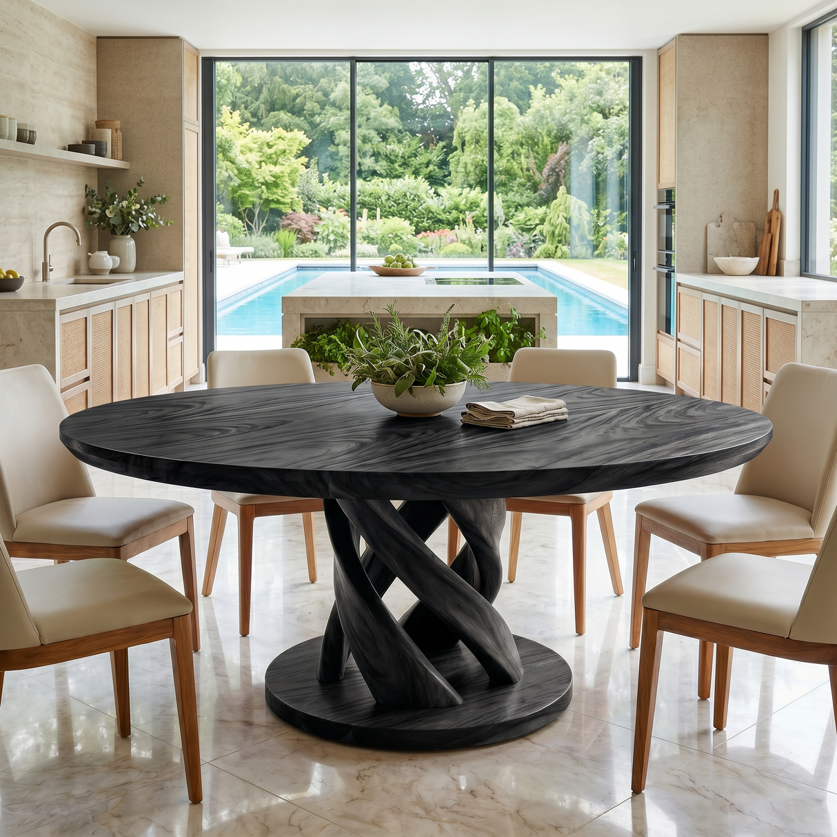 Tropical Round Gathering Table For Luxury Dining Room