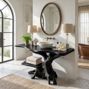 Farmhouse Live Edge Bathroom Vanity Rustic Solid Wood For Bathroom