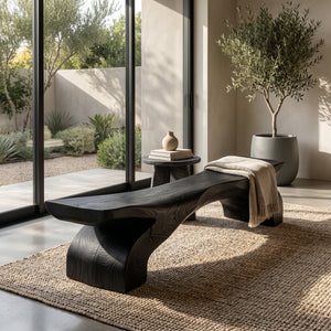 Contemporary Natural Wood Outdoor Bench For Modern Backyard Space