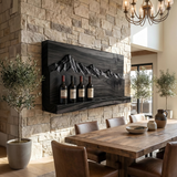 Rustic Mountain Inspired Wine Holder For Living Room Wall
