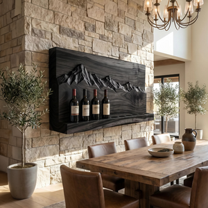 Rustic Mountain Inspired Wine Holder For Living Room Wall