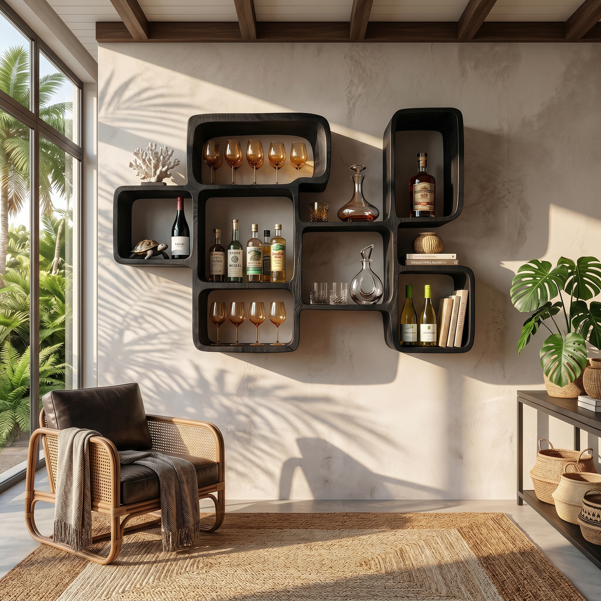Organic Modern Wall Wine Rack For Dining Room