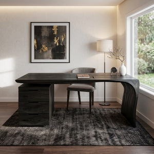 Modern Carved Desk Curved Leg With Drawer Cabinet For Workspace