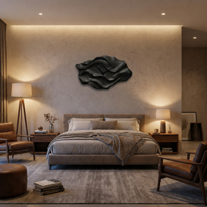 Artistic Wooden Wall Clock Wavy Design For Living Interior