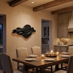 Contemporary Wooden Wall Clock With Unique Wave Sculpture For Home