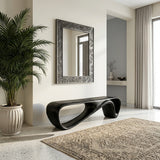 Curved Wooden Bench For Minimalist Living Room Decor