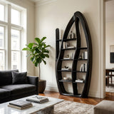 Organic Style Sculptural Wooden Bookshelf For Living Room