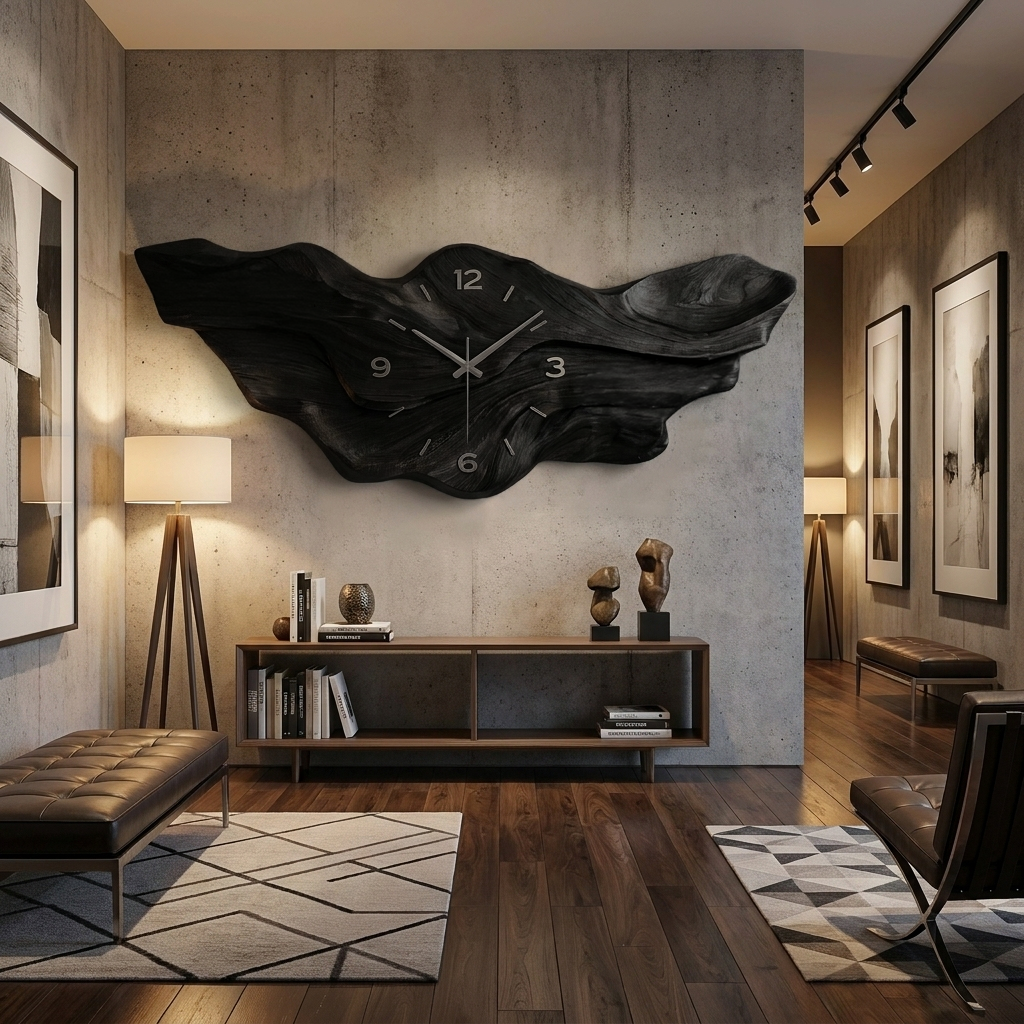 Modern Wooden Wave Wall Clock For Living Room Decor