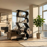 Modern Sculptural Wooden Bookshelf For Home Display