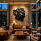 Organic Wood Wall Art Wave Design For Luxury Living Room
