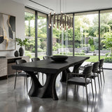 Modern Dining Table With Two Sculpted Legs For Dining Room