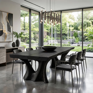 Modern Dining Table With Two Sculpted Legs For Dining Room