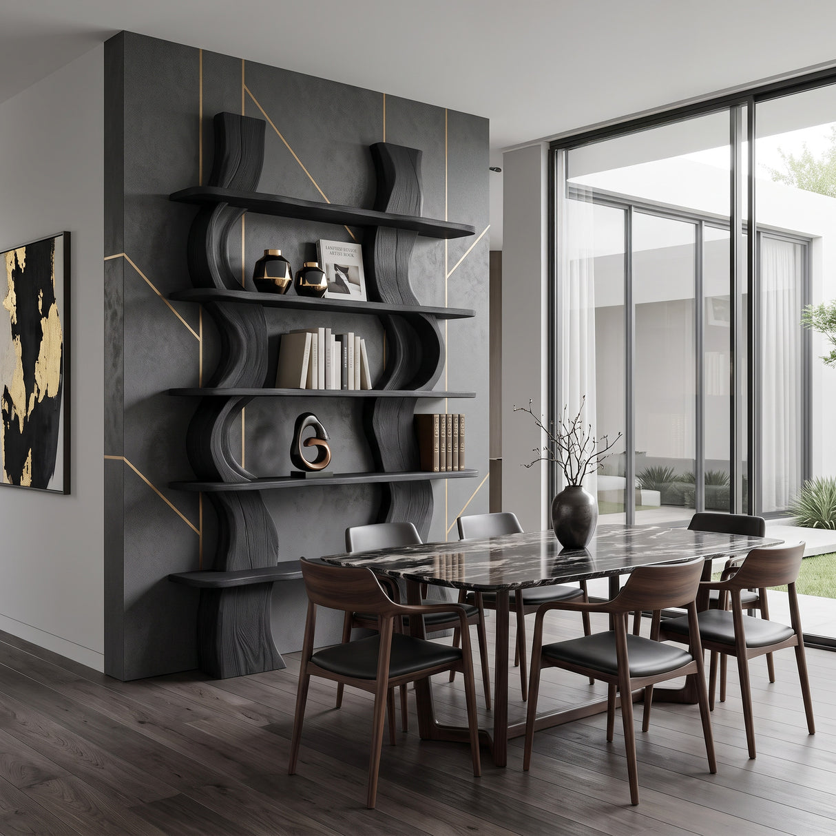 Organic Carved Shelf Storage Display For Home Office