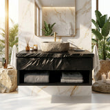 Modern Organic Floating Wooden Bathroom Vanity For Bathroom