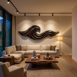 Wooden Ocean Wave Wall Art For Cozy Living Room Decor