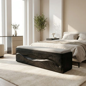 Modern Natural Wood Storage Bench For End Of Bed