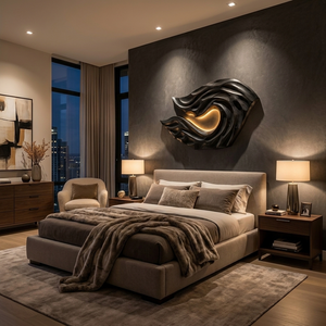 Organic Ocean Wave Wooden Wall Art For Contemporary Bedroom Wall