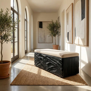 Minimal Wooden Storage Bench For Bedroom Foot Area