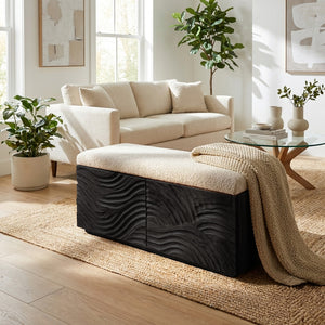Mid Century Natural Wood Storage Bench For Bedroom Storage