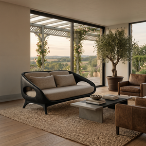 Artistic Wooden Sofa With Soft Lines For Home Lounge