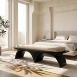 Modern Organic Wooden Sculptural Bench For Living Room