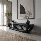 Organic Wood Bench With Hollow Base For Living Room