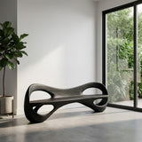 Modern Sculptural Natural Wood Curved Bench For Living Room