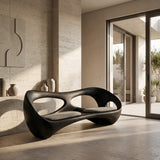 Organic Wooden Bench With Rounded Edges For Living Room