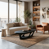 Contemporary Coffee Table With Flowing Open Loop Base For Home